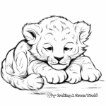 Charming Sleeping Lion Cub Coloring Pages 1