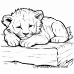 Charming Sleeping Lion Cub Coloring Pages 3