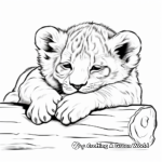 Charming Sleeping Lion Cub Coloring Pages 4