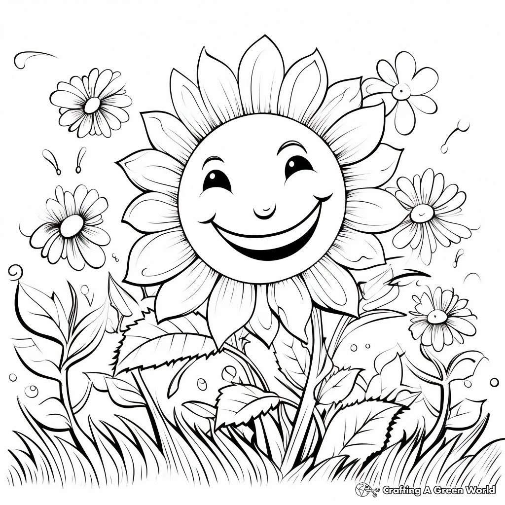 Charming Sunshine Positivity Coloring Pages 1