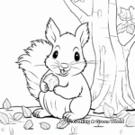 Cheeky Squirrel with Acorns Coloring Pages 1