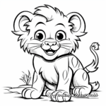 Cheerful Cartoon Lion Cub Coloring Pages 3