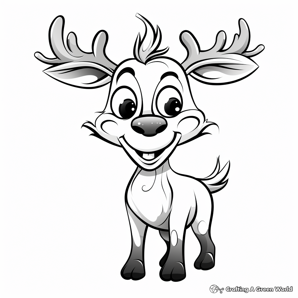 Cheerful Christmas Reindeer Coloring Pages 3