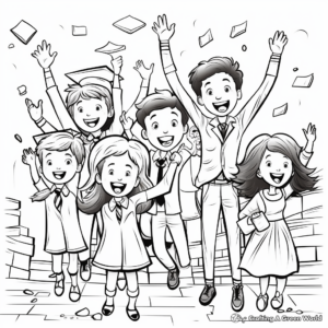 Cheerful Class Graduation Coloring Pages 1