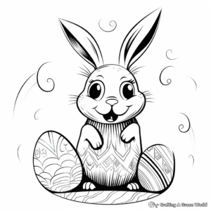 Cheerful Rabbit and Easter Egg Coloring Pages 1