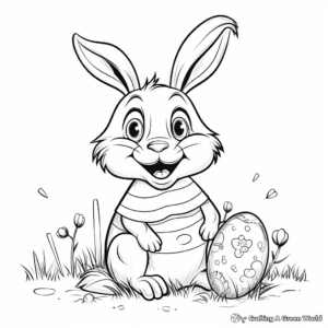 Cheerful Rabbit and Easter Egg Coloring Pages 2