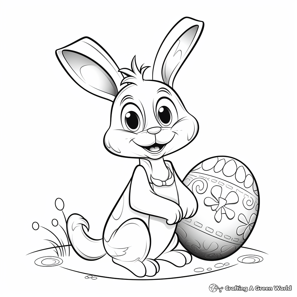 Cheerful Rabbit and Easter Egg Coloring Pages 3