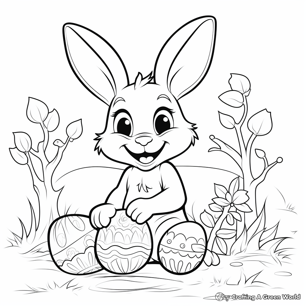 Cheerful Rabbit and Easter Egg Coloring Pages 4