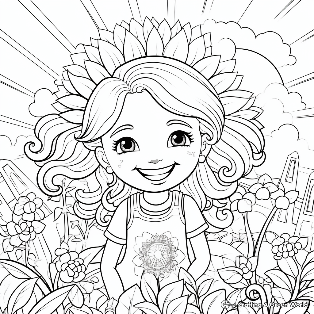 Cheerful Rainbow Positivity Coloring Pages 4