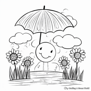 Cheerful Rainy Day Hello Spring Coloring Pages 3