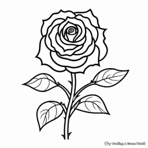 Child-Friendly Cartoon Rose Coloring Pages 1