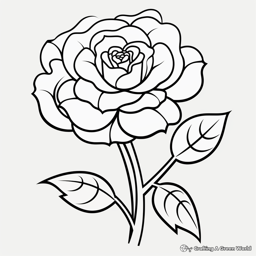 Child-Friendly Cartoon Rose Coloring Pages 3