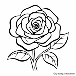 Child-Friendly Cartoon Rose Coloring Pages 4
