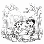 Children Playing in Spring Park Coloring Pages 3