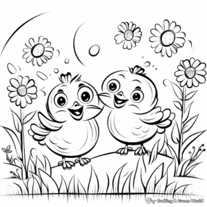 Chirping Birds in Spring Coloring Pages 1