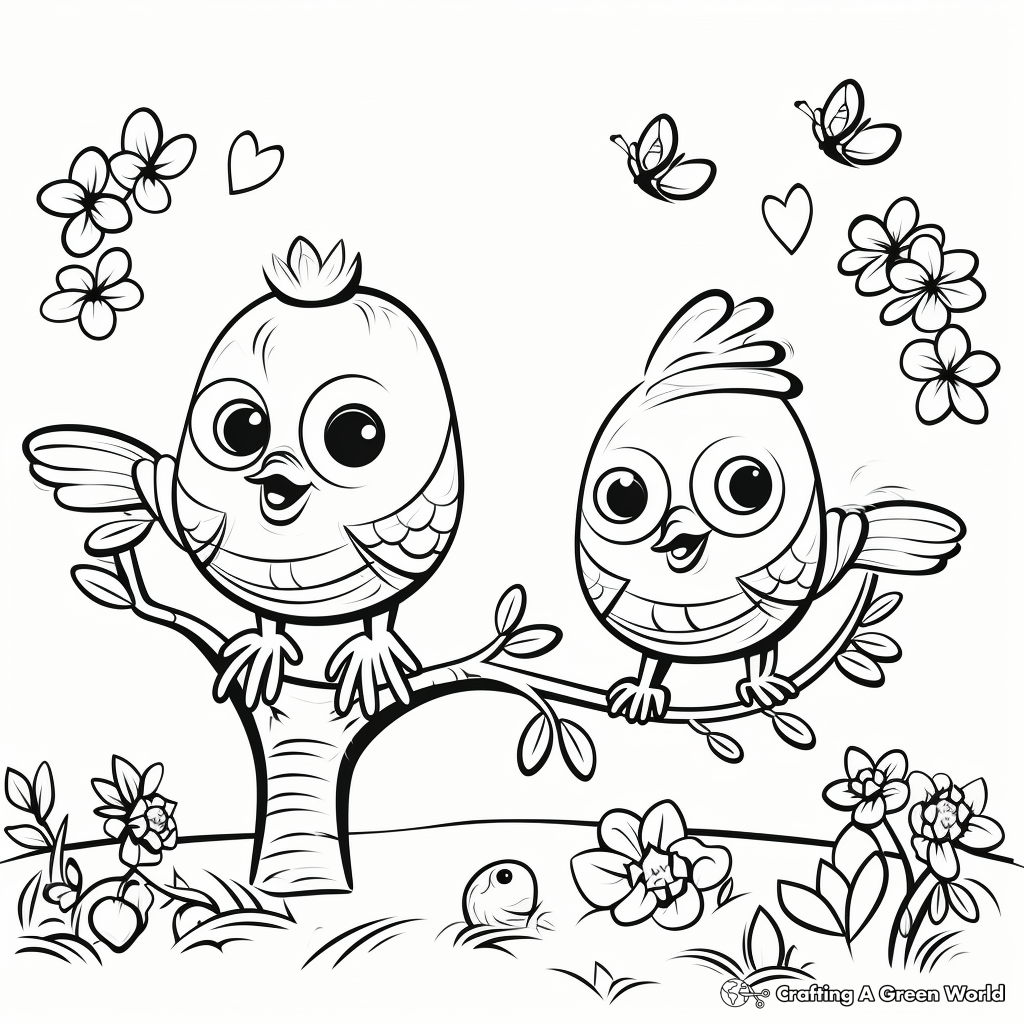 Chirping Birds in Spring Coloring Pages 4