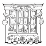 Christmas Decorated Window Coloring Sheets 2