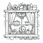 Christmas Decorated Window Coloring Sheets 3