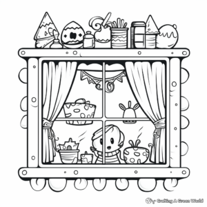 Christmas Decorated Window Coloring Sheets 3