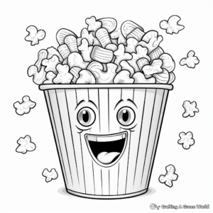 Cinema Style Popcorn Bucket Coloring Pages 4