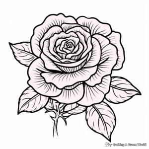 Classic Pink Rose Coloring Pages 2
