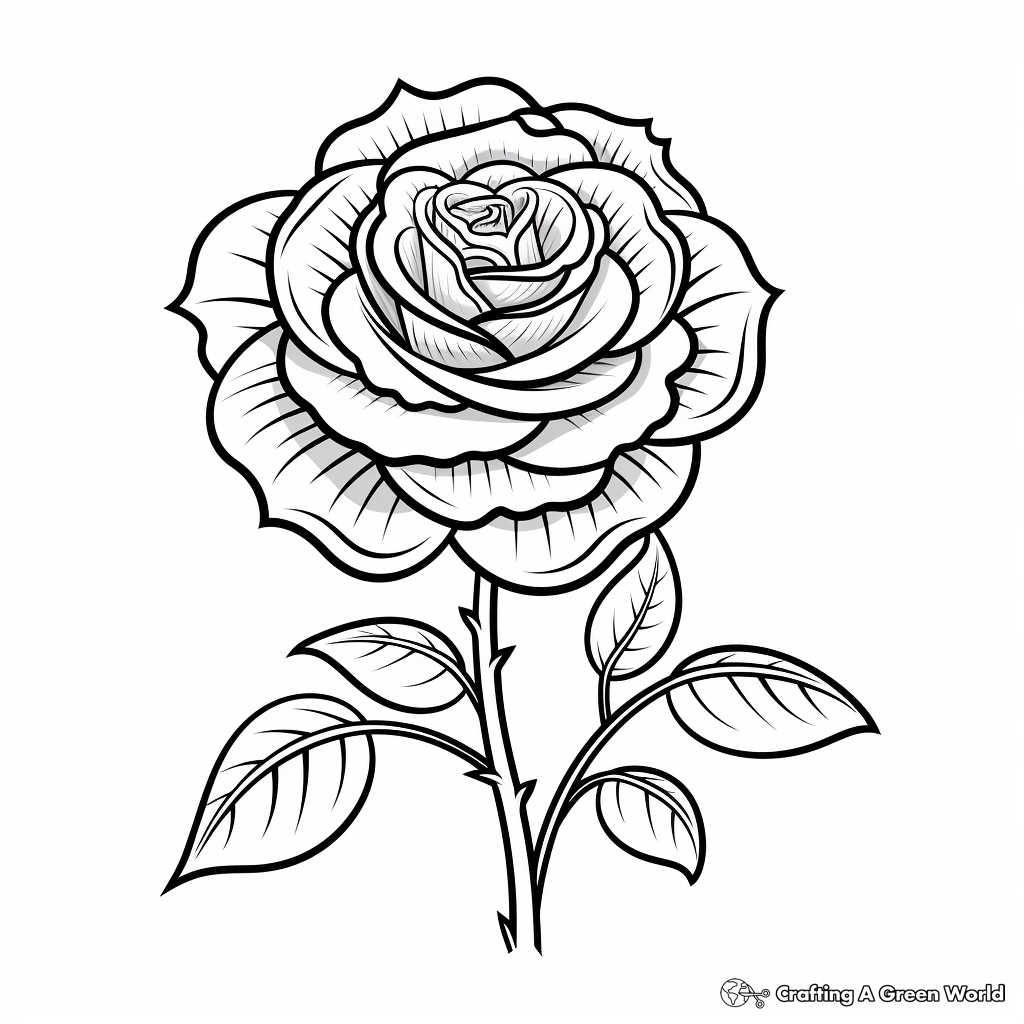 Classic Pink Rose Coloring Pages 3