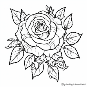 Classic Pink Rose Coloring Pages 4