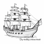 Classic Wooden Pirate Ship Coloring Pages 1