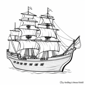 Classic Wooden Pirate Ship Coloring Pages 1