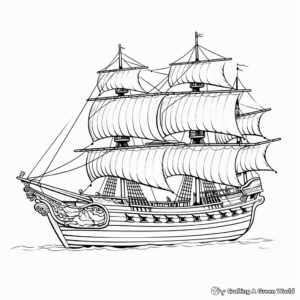 Classic Wooden Pirate Ship Coloring Pages 3