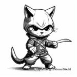 Clever Cat Ninja Fighting Stance Coloring Pages 1