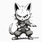 Clever Cat Ninja Fighting Stance Coloring Pages 2