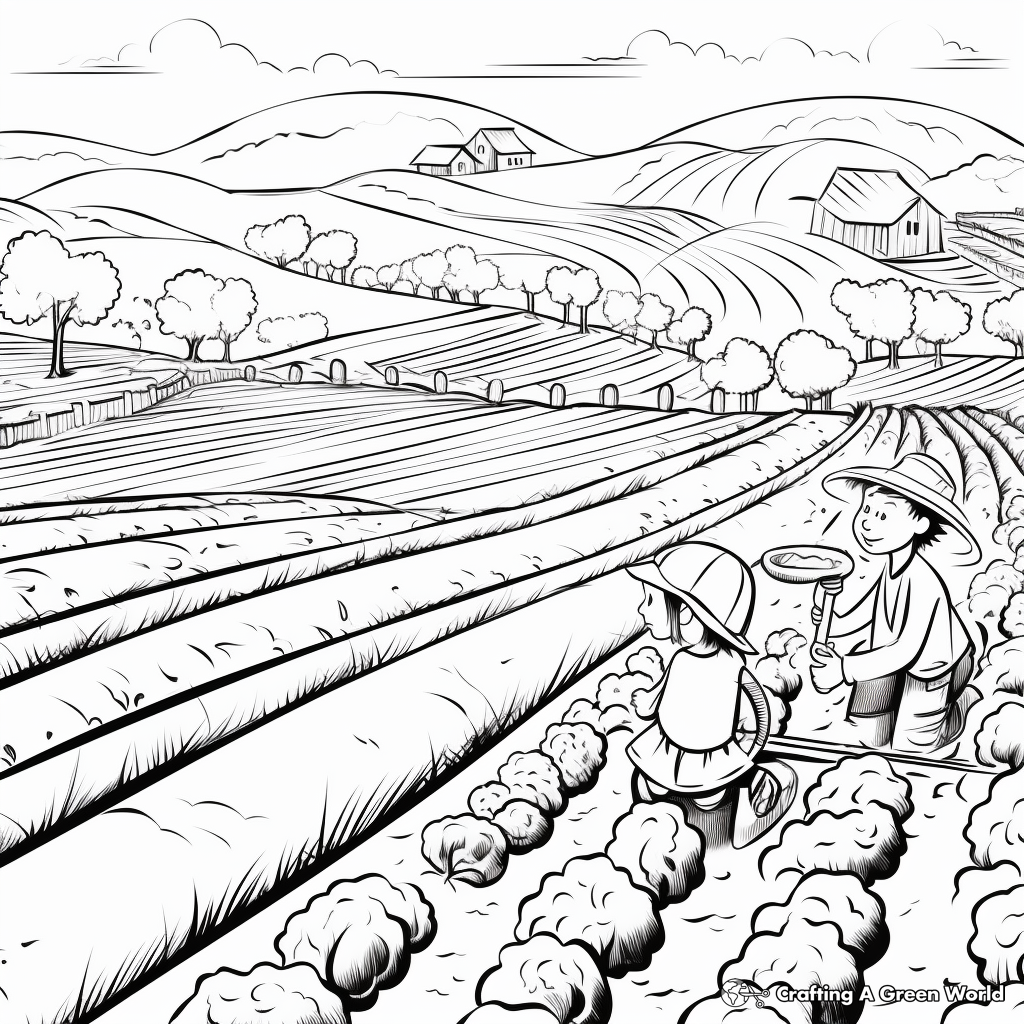 Coffee Plantation Landscape Coloring Pages 2