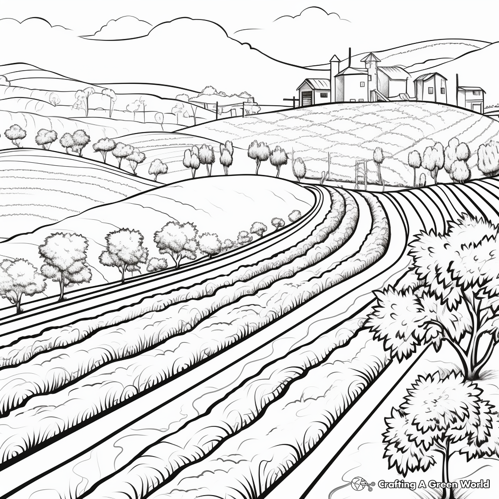 Coffee Plantation Landscape Coloring Pages 4