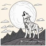Color the Wilderness with Wolf Howling at the Moon Coloring Pages 2