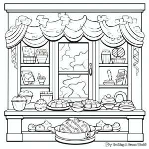 Colorful Bakery Window Coloring Pages 1