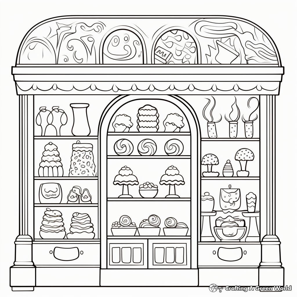 Colorful Bakery Window Coloring Pages 2