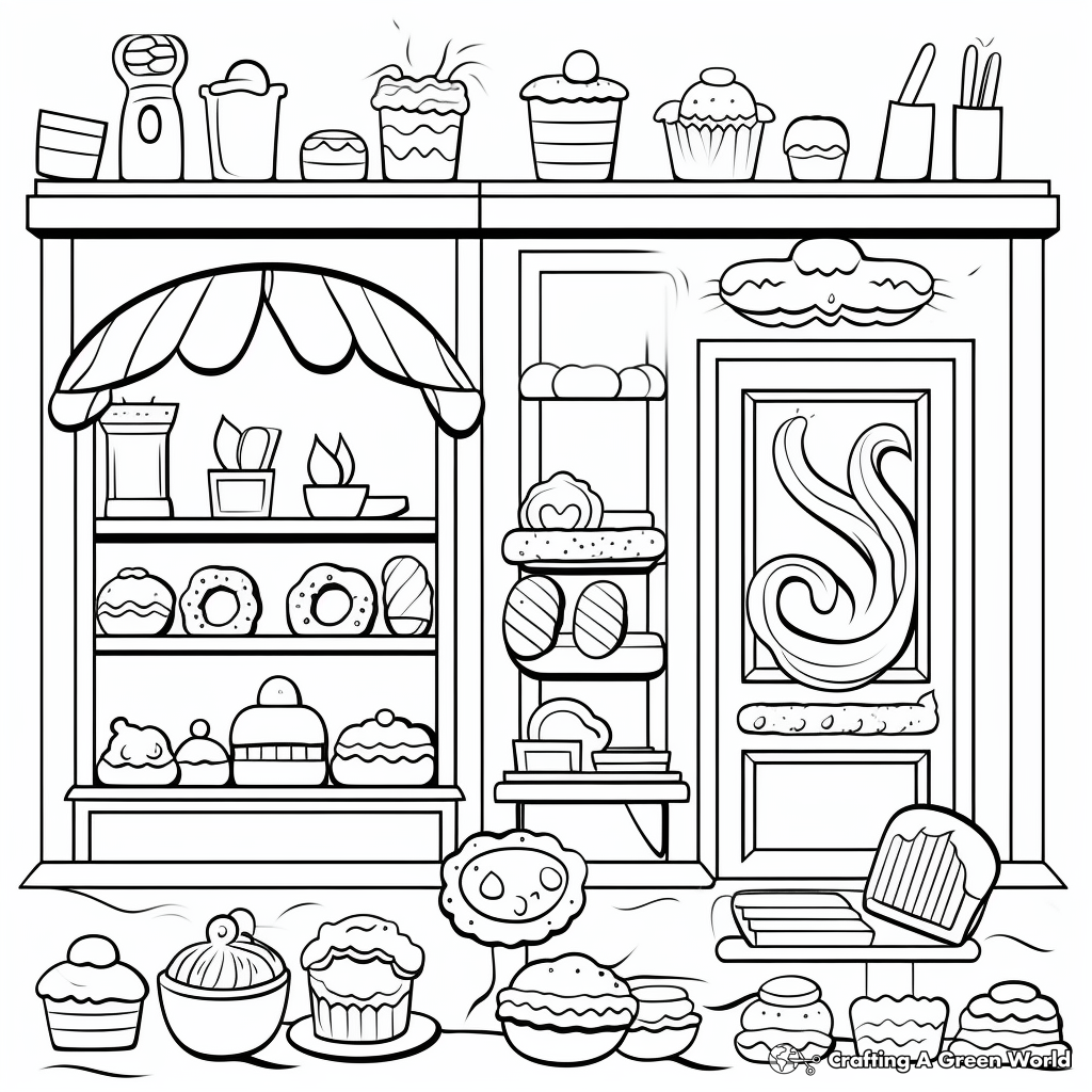 Colorful Bakery Window Coloring Pages 3