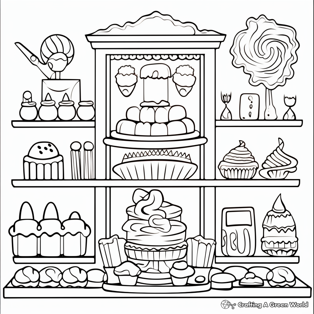 Colorful Bakery Window Coloring Pages 4