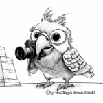 Colorful Parrot Photographer Coloring Page 1