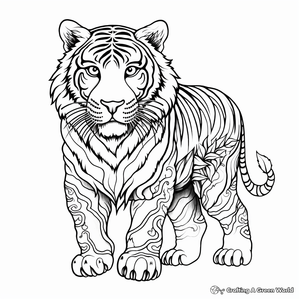 Colorful Rainbow Tiger: Pop Art Inspired Tiger Coloring Pages 1