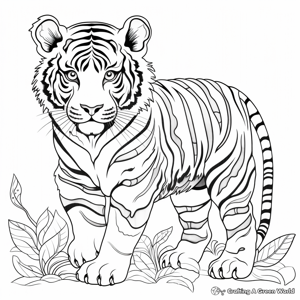 Colorful Rainbow Tiger: Pop Art Inspired Tiger Coloring Pages 3