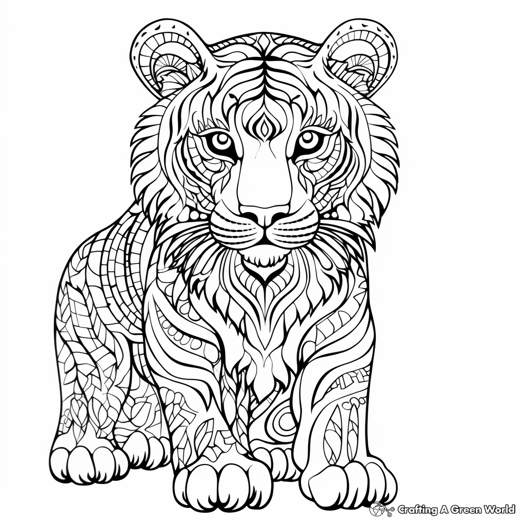 Colorful Rainbow Tiger: Pop Art Inspired Tiger Coloring Pages 4