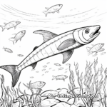 Colorful Shoal of Barracuda Coloring Page 2