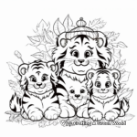 Coloring Pages of Tiger Family Amidst Autumn Leaves 2