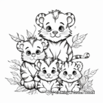 Coloring Pages of Tiger Family Amidst Autumn Leaves 4