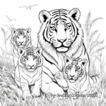 Coloring Sheets of Tigers Hunting as a Family 3
