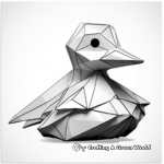 Creative Origami-style Paper Duck Coloring Pages for Children 2