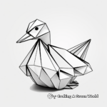 Creative Origami-style Paper Duck Coloring Pages for Children 3