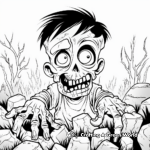 Creepy Graveyard Zombie Coloring Pages 1